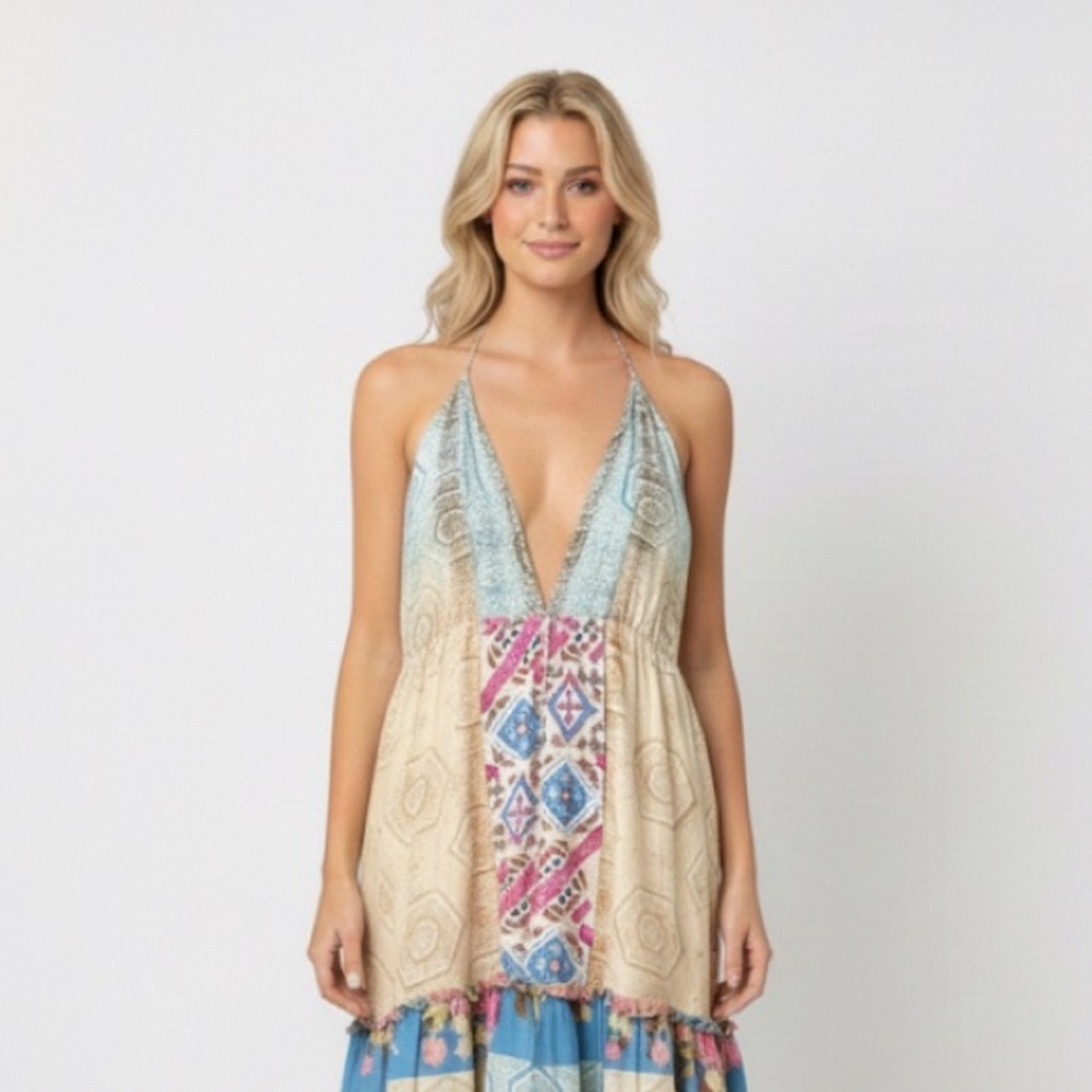 Zury beautiful boho floral silk dress size medium